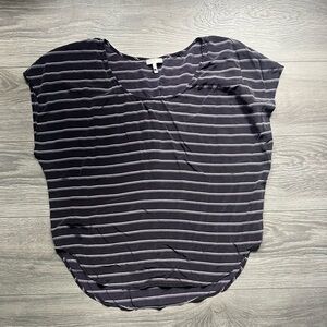 Joie Washed Black Gray Striped Cap Sleeve 100% Silk Career Work Top Size M Fall